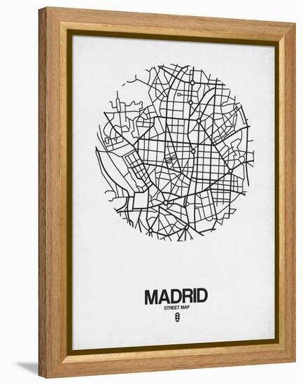 Madrid Street Map White-NaxArt-Framed Stretched Canvas