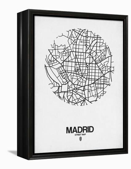 Madrid Street Map White-NaxArt-Framed Stretched Canvas