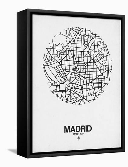 Madrid Street Map White-NaxArt-Framed Stretched Canvas