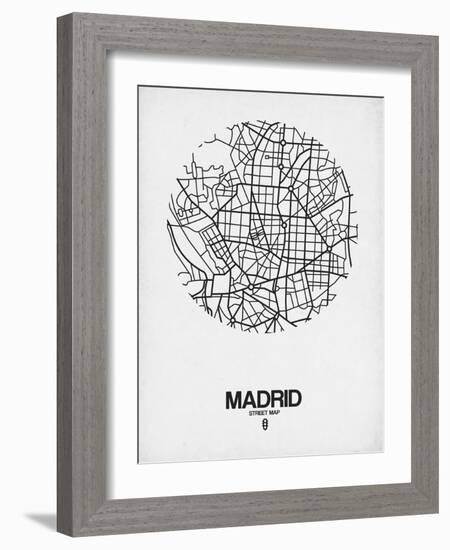 Madrid Street Map White-NaxArt-Framed Art Print