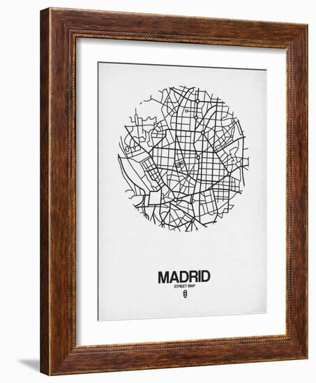 Madrid Street Map White-NaxArt-Framed Art Print