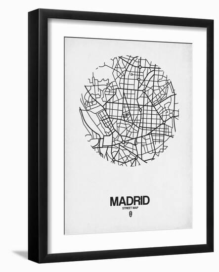 Madrid Street Map White-NaxArt-Framed Art Print