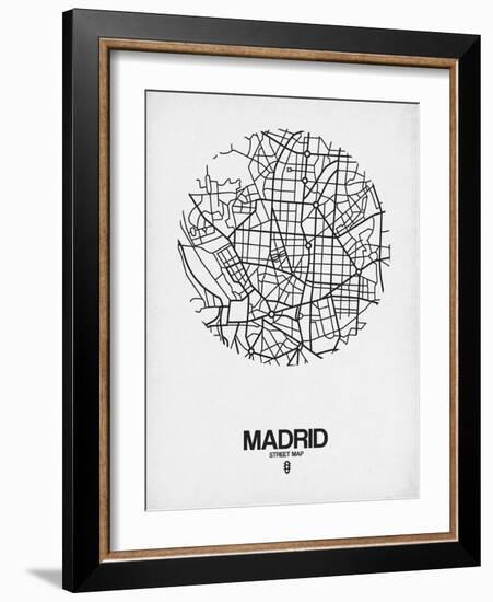 Madrid Street Map White-NaxArt-Framed Art Print