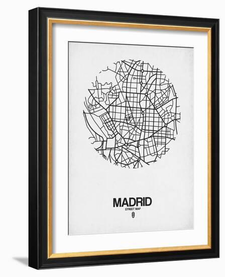 Madrid Street Map White-NaxArt-Framed Art Print