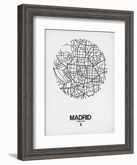 Madrid Street Map White-NaxArt-Framed Art Print