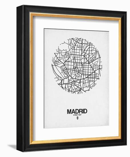 Madrid Street Map White-NaxArt-Framed Art Print