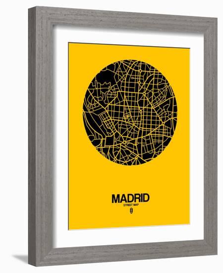 Madrid Street Map Yellow-NaxArt-Framed Art Print