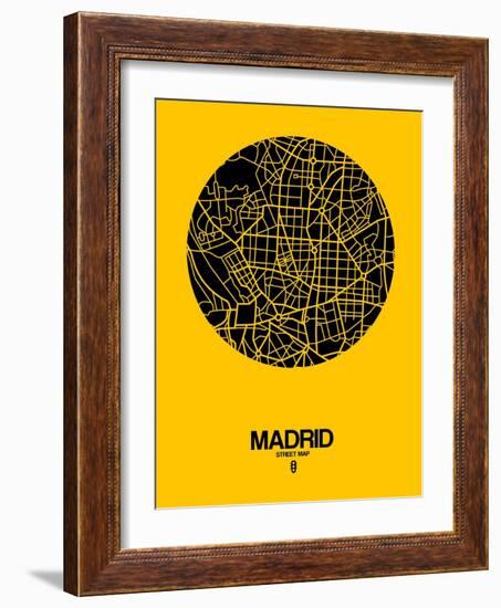 Madrid Street Map Yellow-NaxArt-Framed Art Print