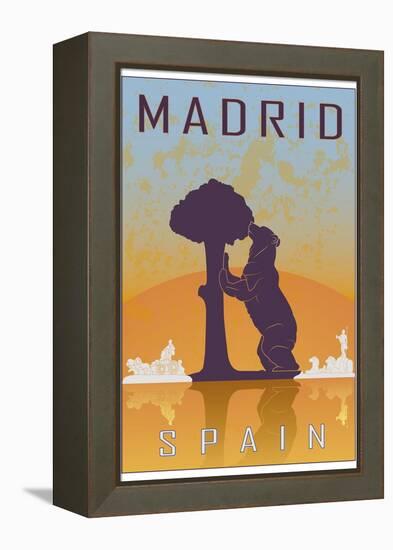 Madrid Vintage Poster-paulrommer-Framed Stretched Canvas