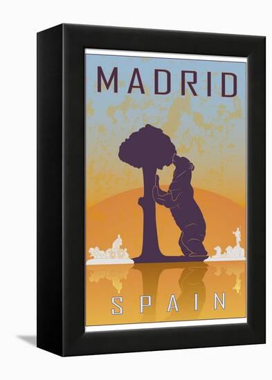 Madrid Vintage Poster-paulrommer-Framed Stretched Canvas