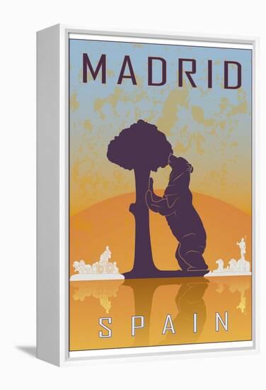 Madrid Vintage Poster-paulrommer-Framed Stretched Canvas