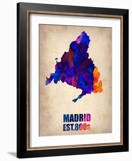 Madrid Watercolor Map-NaxArt-Framed Art Print