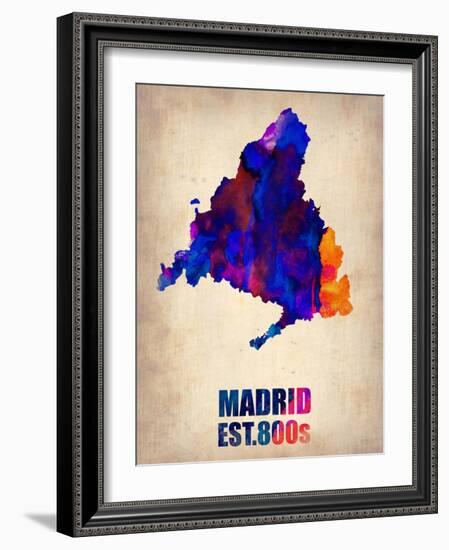Madrid Watercolor Map-NaxArt-Framed Art Print