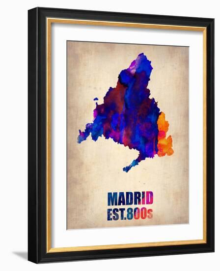 Madrid Watercolor Map-NaxArt-Framed Art Print