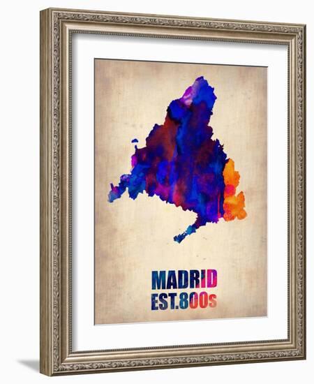 Madrid Watercolor Map-NaxArt-Framed Art Print