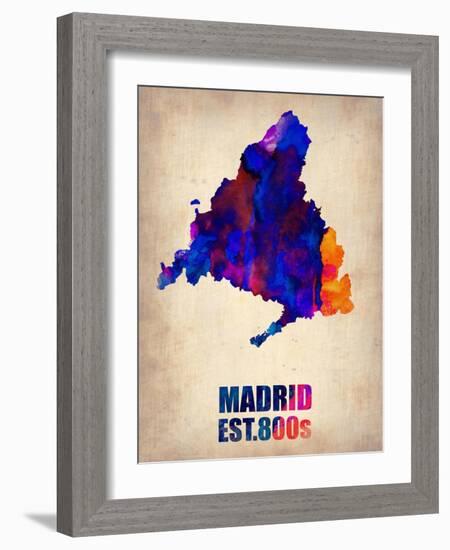 Madrid Watercolor Map-NaxArt-Framed Art Print