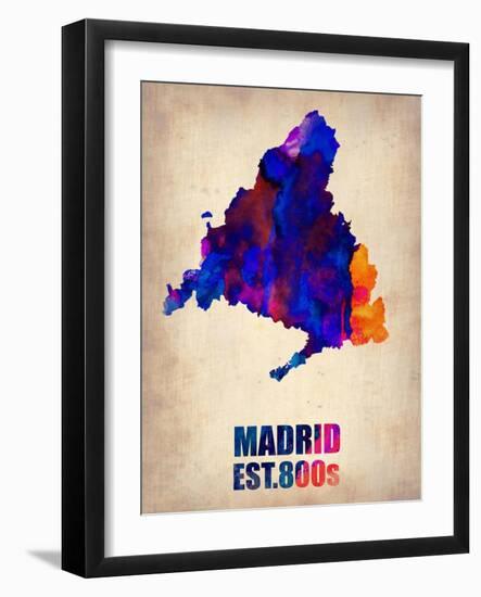 Madrid Watercolor Map-NaxArt-Framed Art Print