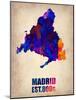 Madrid Watercolor Map-NaxArt-Mounted Art Print