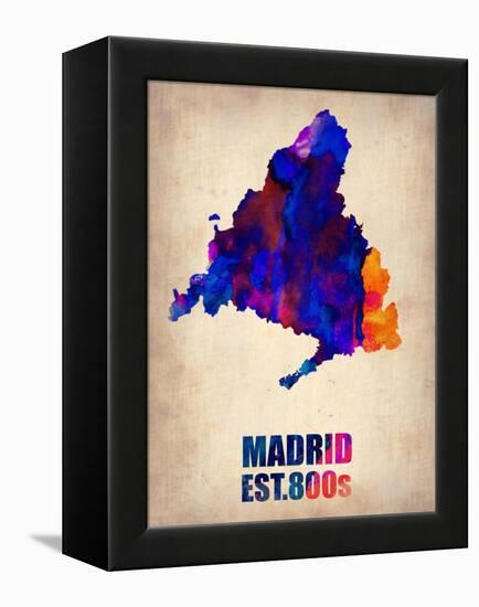 Madrid Watercolor Map-NaxArt-Framed Stretched Canvas