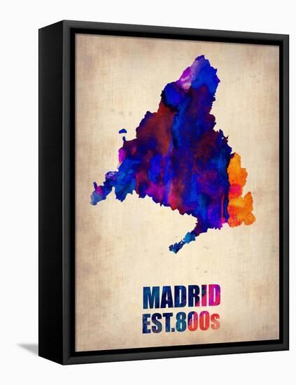 Madrid Watercolor Map-NaxArt-Framed Stretched Canvas