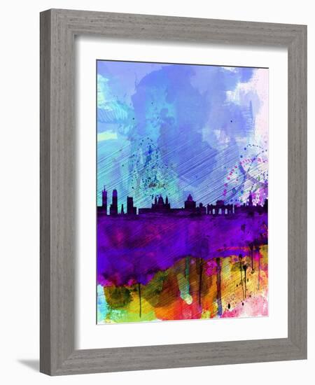 Madrid Watercolor Skyline-NaxArt-Framed Art Print