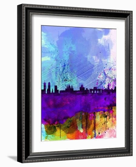 Madrid Watercolor Skyline-NaxArt-Framed Art Print