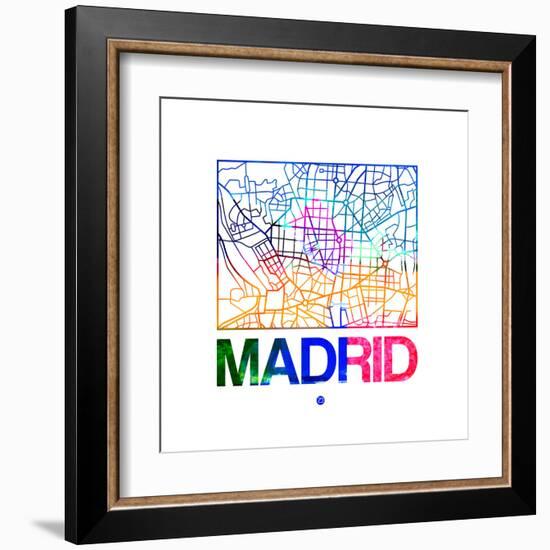 Madrid Watercolor Street Map-NaxArt-Framed Art Print