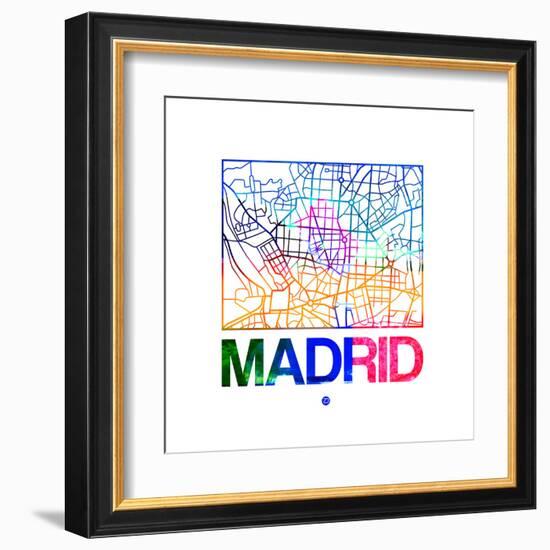 Madrid Watercolor Street Map-NaxArt-Framed Art Print