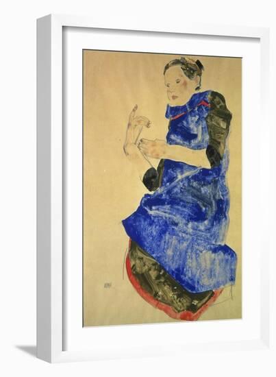 Maedchen Mit Blauer Schuerze, 1912-Egon Schiele-Framed Giclee Print