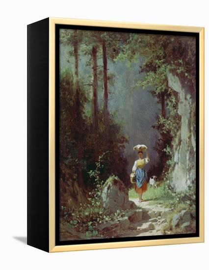 Maedchen Mit Ziege (Heimkehr Von Der Alm) Um 1858/1860-Carl Spitzweg-Framed Premier Image Canvas