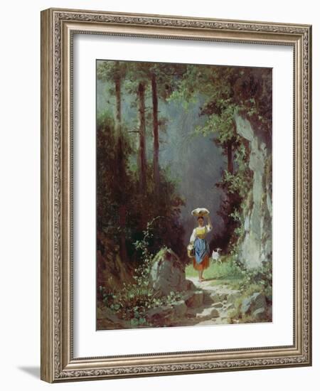 Maedchen Mit Ziege (Heimkehr Von Der Alm) Um 1858/1860-Carl Spitzweg-Framed Giclee Print