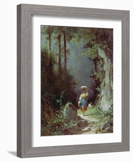 Maedchen Mit Ziege (Heimkehr Von Der Alm) Um 1858/1860-Carl Spitzweg-Framed Giclee Print