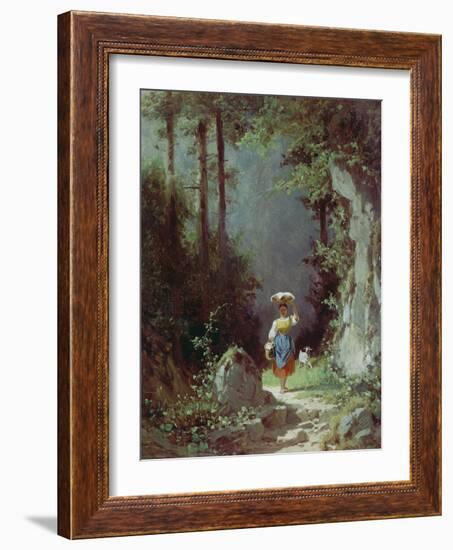 Maedchen Mit Ziege (Heimkehr Von Der Alm) Um 1858/1860-Carl Spitzweg-Framed Giclee Print