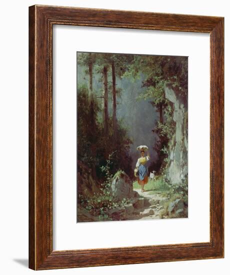 Maedchen Mit Ziege (Heimkehr Von Der Alm) Um 1858/1860-Carl Spitzweg-Framed Giclee Print