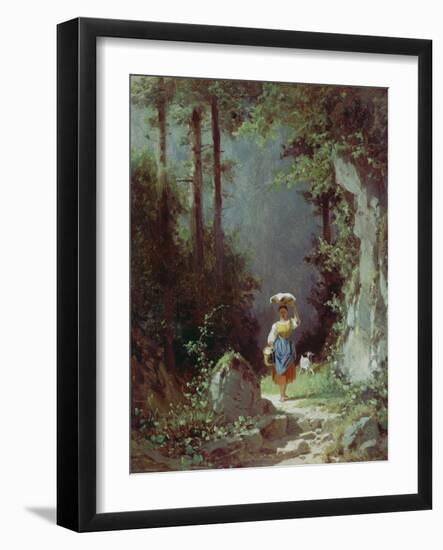 Maedchen Mit Ziege (Heimkehr Von Der Alm) Um 1858/1860-Carl Spitzweg-Framed Giclee Print