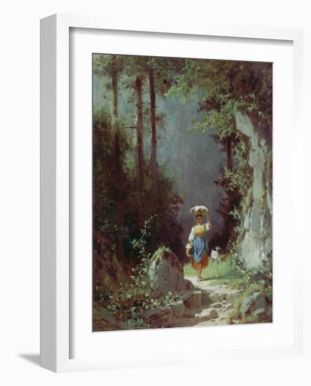 Maedchen Mit Ziege (Heimkehr Von Der Alm) Um 1858/1860-Carl Spitzweg-Framed Giclee Print