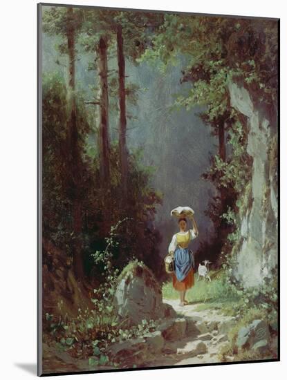 Maedchen Mit Ziege (Heimkehr Von Der Alm) Um 1858/1860-Carl Spitzweg-Mounted Giclee Print