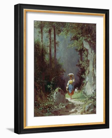 Maedchen Mit Ziege (Heimkehr Von Der Alm) Um 1858/1860-Carl Spitzweg-Framed Giclee Print