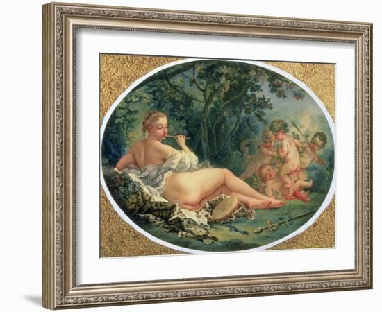 Maenad Playing the Pipe, 1735-38-Francois Boucher-Framed Giclee Print