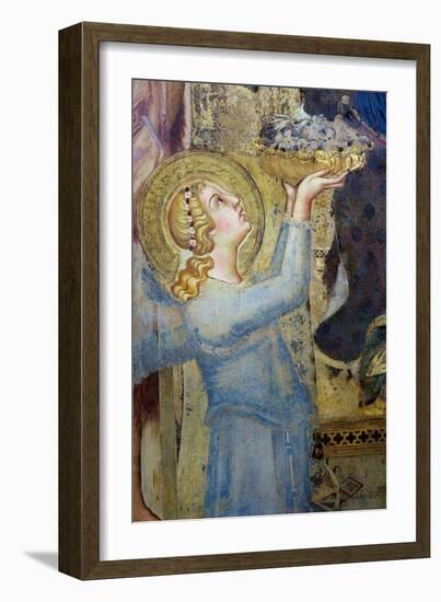 Maesta: Angel Offering Flowers to the Virgin, 1315-Simone Martini-Framed Giclee Print