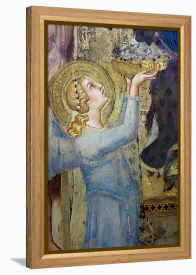 Maesta: Angel Offering Flowers to the Virgin, 1315-Simone Martini-Framed Premier Image Canvas