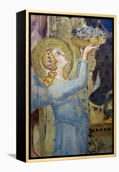 Maesta: Angel Offering Flowers to the Virgin, 1315-Simone Martini-Framed Premier Image Canvas