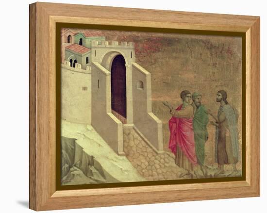 Maesta: Christ Appearing on the Road to Emmaus, 1308-11-Duccio di Buoninsegna-Framed Premier Image Canvas