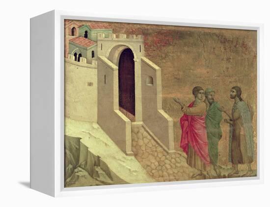 Maesta: Christ Appearing on the Road to Emmaus, 1308-11-Duccio di Buoninsegna-Framed Premier Image Canvas