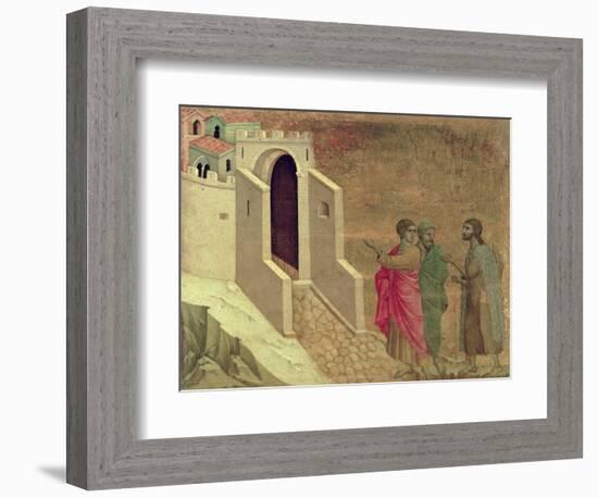 Maesta: Christ Appearing on the Road to Emmaus, 1308-11-Duccio di Buoninsegna-Framed Giclee Print