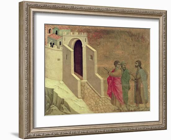Maesta: Christ Appearing on the Road to Emmaus, 1308-11-Duccio di Buoninsegna-Framed Giclee Print