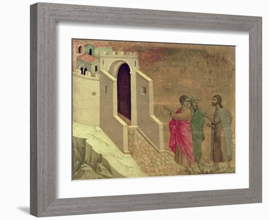Maesta: Christ Appearing on the Road to Emmaus, 1308-11-Duccio di Buoninsegna-Framed Giclee Print