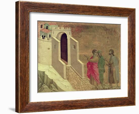 Maesta: Christ Appearing on the Road to Emmaus, 1308-11-Duccio di Buoninsegna-Framed Giclee Print