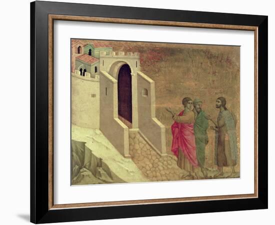 Maesta: Christ Appearing on the Road to Emmaus, 1308-11-Duccio di Buoninsegna-Framed Giclee Print