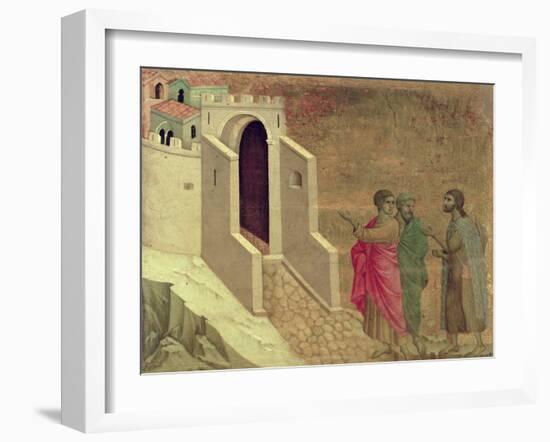 Maesta: Christ Appearing on the Road to Emmaus, 1308-11-Duccio di Buoninsegna-Framed Giclee Print